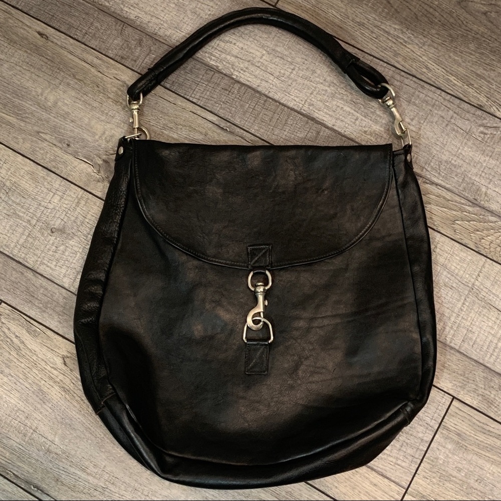 Large Black Pebbled Leather Satchel